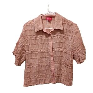 Soft Pink Baby Doll Top 1/2 Sleeve rauched feminine boho festival Small NWOT